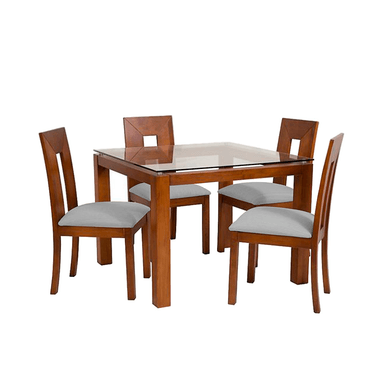 JUEGO COMEDOR HOME PREMIUM EXPRESS HONEY 4 SILLAS PLATA