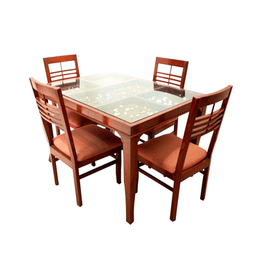 JUEGO COMEDOR HOME PREMIUM TULUM 4 SILLAS SALMÓN