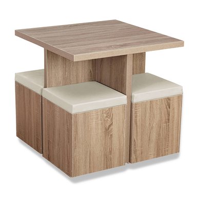 JUEGO COMEDOR HOME PREMIUM SUKOSHI 4 ASIENTOS PERLA BAÚL