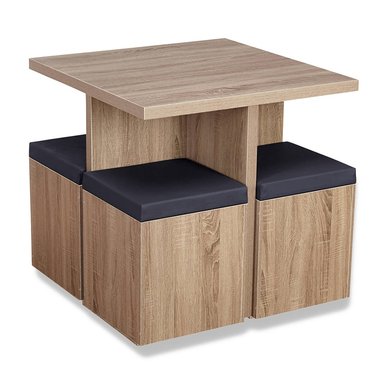 JUEGO COMEDOR HOME PREMIUM SUKOSHI 4 ASIENTOS NEGRO BAÚL