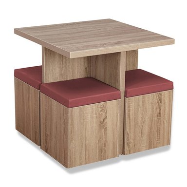 JUEGO COMEDOR HOME PREMIUM SUKOSHI 4 ASIENTOS LADRILLO BAÚL