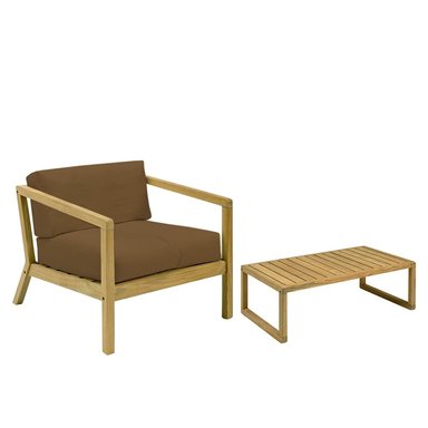 SET SILLON HOME PREMIUM SHAKE + MESA JARDIN MARRON