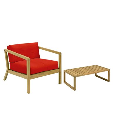SET SILLON HOME PREMIUM SHAKE + MESA JARDIN ROJO