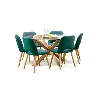 JUEGO COMEDOR HOME PREMIUM CATALEYA 6 SILLAS ESMERALDA CATA