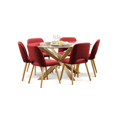 JUEGO COMEDOR HOME PREMIUM CATALEYA 6 SILLAS ROJO EXPRESS CATA
