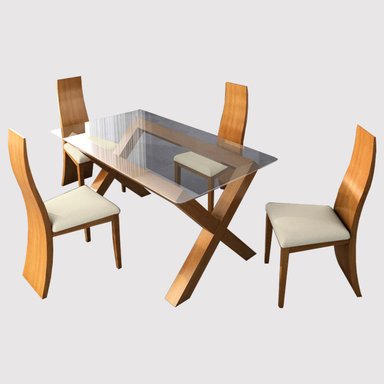 JUEGO COMEDOR HOME PREMIUM ZAINA 4 SILLAS IVORY