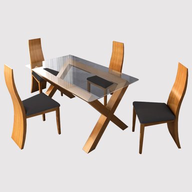 JUEGO COMEDOR HOME PREMIUM ZAINA 4 SILLAS NEGRO