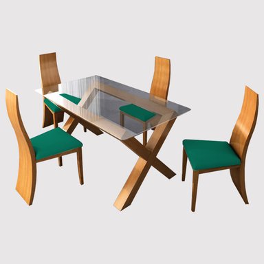 JUEGO COMEDOR HOME PREMIUM ZAINA 4 SILLAS ESMERALDA