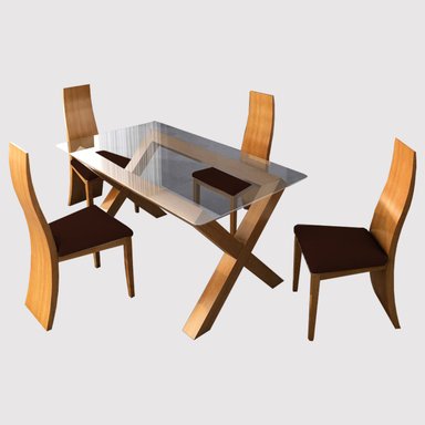 JUEGO COMEDOR HOME PREMIUM ZAINA 4 SILLAS CHOCOLATE
