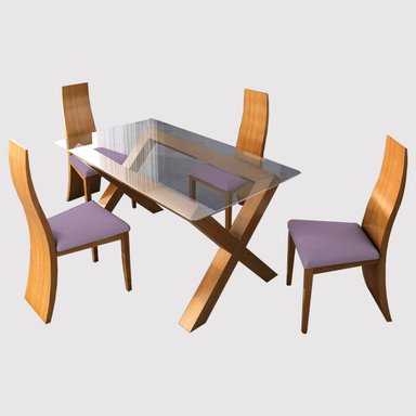 JUEGO COMEDOR HOME PREMIUM ZAINA 4 SILLAS MORADO