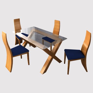 JUEGO COMEDOR HOME PREMIUM ZAINA 4 SILLAS AZUL