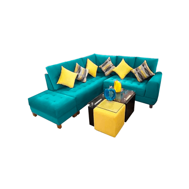 SECCIONAL HOME PREMIUM ROBINSON TURQUESA + BANQUETA