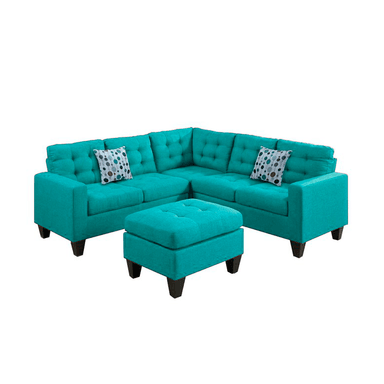 SECCIONAL HOME PREMIUM TEO TURQUESA + BANQUETA