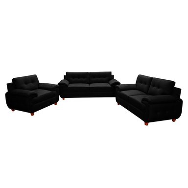 JUEGO SALA HOME PREMIUM BILAL 3-2-1 CUERPOS NEGRO SALA