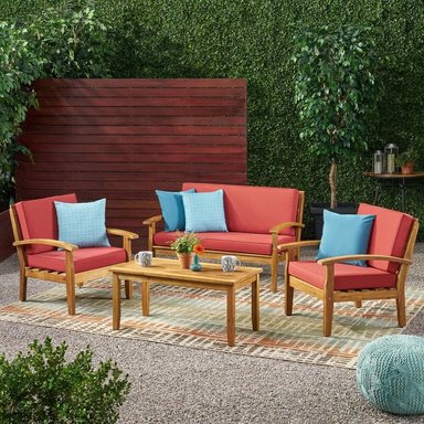SET JUEGO SALA TERRAZA JARDIN HOME PREMIUM PALOMA 2 1 1 ROJO + MESA CENTRO