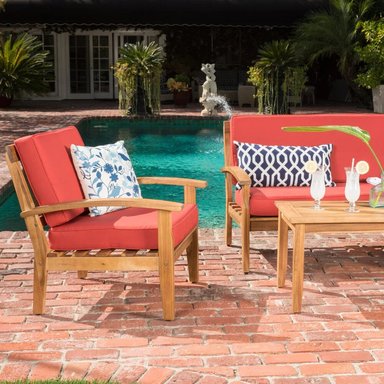 SET JUEGO SALA TERRAZA JARDIN HOME PREMIUM PALOMA 2 1 1 ROJO + MESA CENTRO - 3