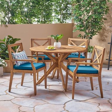JUEGO COMEDOR TERRAZA JARDIN HOME PREMIUM MABEL 4 SILLAS COBALTO