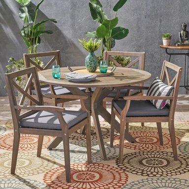 JUEGO COMEDOR TERRAZA JARDIN HOME PREMIUM MABEL 4 SILLAS GRIS