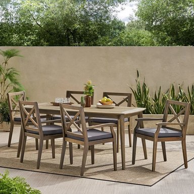 JUEGO COMEDOR TERRAZA JARDIN HOME PREMIUM MIRNA 6 SILLAS GRIS