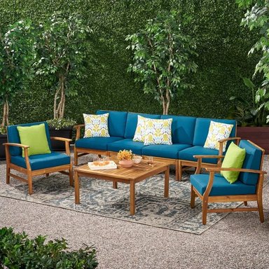 SET JUEGO SALA TERRAZA JARDIN HOME PREMIUM REESE 4 1 1 COBALTO + MESA CENTRO - 2