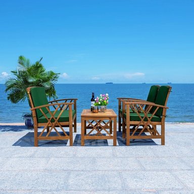 SET JUEGO SALA TERRAZA JARDIN HOME PREMIUM ARYA 2 1 1 ESMERALDA + MESA CENTRO - 2
