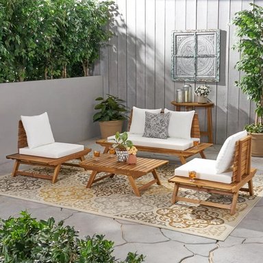 SET JUEGO SALA TERRAZA JARDIN HOME PREMIUM IRMA 2 1 1 BLANCO + MESA CENTRO - 3