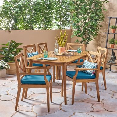 JUEGO COMEDOR TERRAZA JARDIN HOME PREMIUM MIRNA 6 SILLAS COBALTO