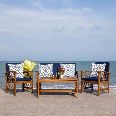 SET JUEGO SALA TERRAZA JARDIN HOME PREMIUM ARYA 2 1 1 AZUL OSCURO + MESA CENTRO - 2