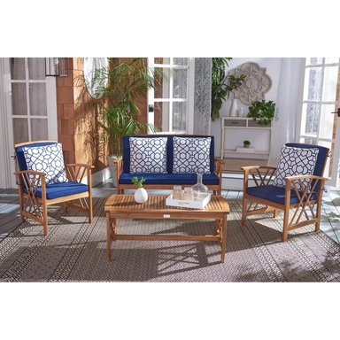SET JUEGO SALA TERRAZA JARDIN HOME PREMIUM ARYA 2 1 1 AZUL OSCURO + MESA CENTRO - 3