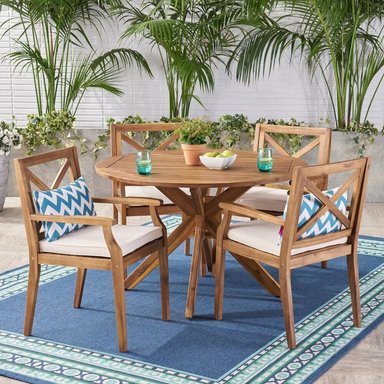 JUEGO COMEDOR TERRAZA JARDIN HOME PREMIUM MABEL 4 SILLAS BEIGE
