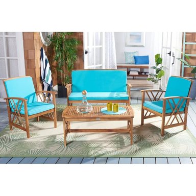 SET JUEGO SALA TERRAZA JARDIN HOME PREMIUM ARYA 2 1 1 TURQUESA + MESA CENTRO - 3