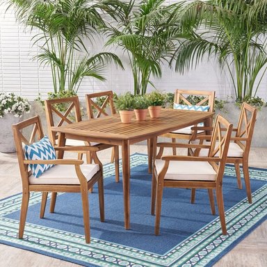 JUEGO COMEDOR TERRAZA JARDIN HOME PREMIUM MIRNA 6 SILLAS BEIGE - 2