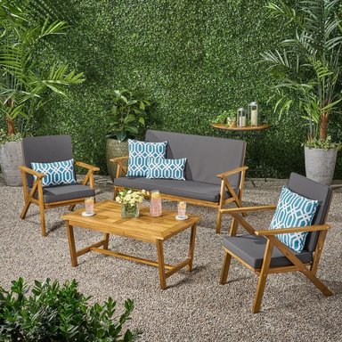 SET JUEGO SALA TERRAZA JARDIN HOME PREMIUM GADEA 2 1 1 GRIS + MESA CENTRO