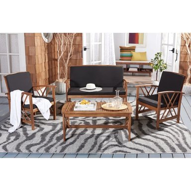 SET JUEGO SALA TERRAZA JARDIN HOME PREMIUM ARYA 2 1 1 NEGRO + MESA CENTRO - 2