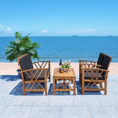 SET JUEGO SALA TERRAZA JARDIN HOME PREMIUM ARYA 2 1 1 NEGRO + MESA CENTRO - 3