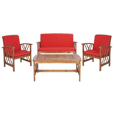 SET JUEGO SALA TERRAZA JARDIN HOME PREMIUM ARYA 2 1 1 ROJO + MESA CENTRO