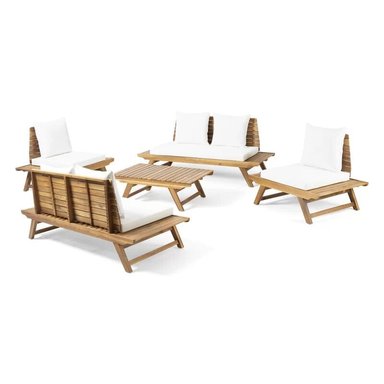 SET JUEGO SALA TERRAZA JARDIN HOME PREMIUM UDILIA 2 2 1 1 BLANCO + MESA CENTRO