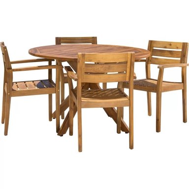 JUEGO COMEDOR TERRAZA JARDIN HOME PREMIUM RHODA 4 SILLAS NATURAL RUSTICO - 1