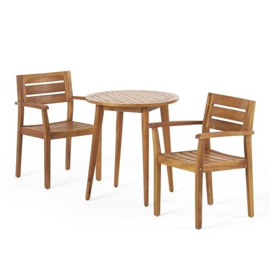 JUEGO COMEDOR TERRAZA JARDIN HOME PREMIUM RADIA 2 SILLAS NATURAL RUSTICO - 1