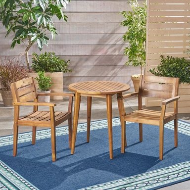 JUEGO COMEDOR TERRAZA JARDIN HOME PREMIUM RADIA 2 SILLAS NATURAL RUSTICO - 2