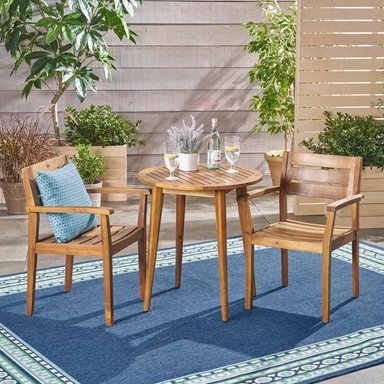 JUEGO COMEDOR TERRAZA JARDIN HOME PREMIUM RADIA 2 SILLAS NATURAL RUSTICO - 3