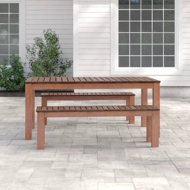 SET JUEGO COMEDOR TERRAZA JARDIN HOME PREMIUM FELICI NATURAL + 2 BANQUETAS