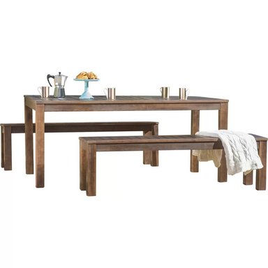 SET JUEGO COMEDOR TERRAZA JARDIN HOME PREMIUM FELICI NATURAL + 2 BANQUETAS