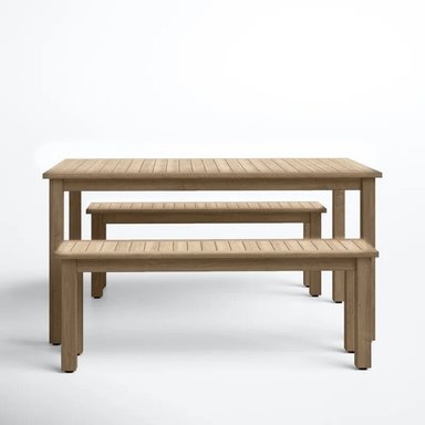 SET JUEGO COMEDOR TERRAZA JARDIN HOME PREMIUM FELICI NATURAL + 2 BANQUETAS - 2