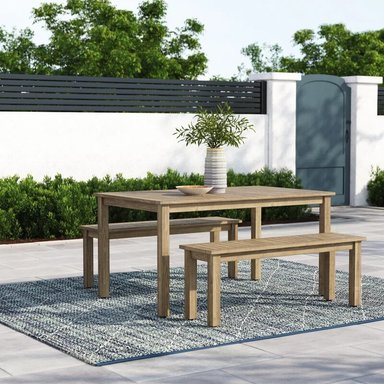 SET JUEGO COMEDOR TERRAZA JARDIN HOME PREMIUM FELICI NATURAL + 2 BANQUETAS - 3