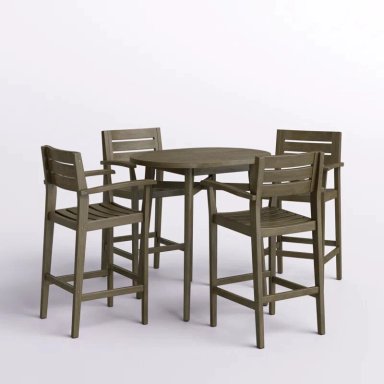 JUEGO COMEDOR TERRAZA JARDIN HOME PREMIUM DROLYS BAR 4 SILLAS NATURAL RUSTICO