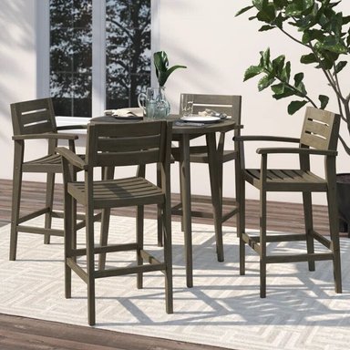 JUEGO COMEDOR TERRAZA JARDIN HOME PREMIUM DROLYS BAR 4 SILLAS NATURAL RUSTICO - 3