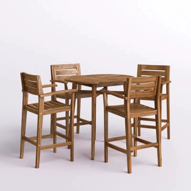 JUEGO COMEDOR TERRAZA JARDIN HOME PREMIUM DROLYS BAR 4 SILLAS NATURAL RUSTICO