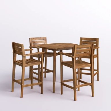 JUEGO COMEDOR TERRAZA JARDIN HOME PREMIUM DROLYS BAR 4 SILLAS NATURAL RUSTICO - 1