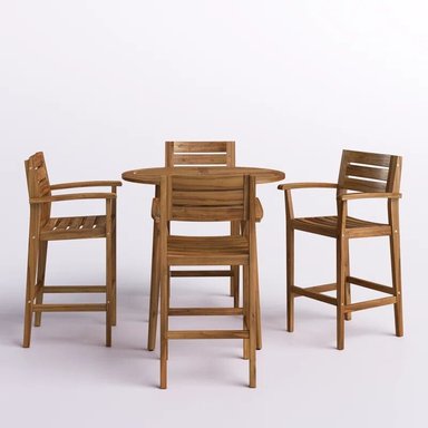 JUEGO COMEDOR TERRAZA JARDIN HOME PREMIUM DROLYS BAR 4 SILLAS NATURAL RUSTICO - 2